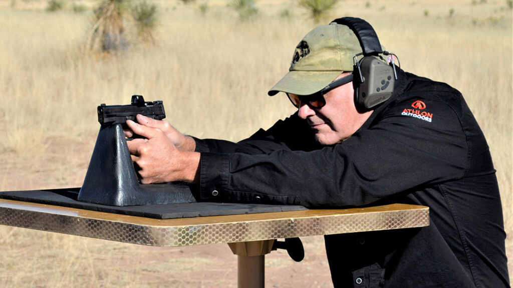 The S&W M&P 9 Shield Plus, equipped with the Crimson Trace RAD Micro Pro sight, produced sub-1-inch groups at 15 yards.