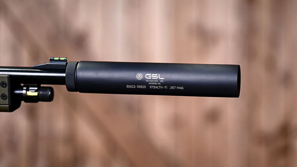 The custom GSL Technology Stealth Ti Suppressor keeps the lever gun quiet and is lightweight so you don’t even know the can is mounted when shooting.