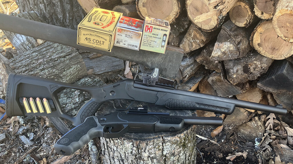 The Rossi Survival Rifle and Brawler in 45/410. 