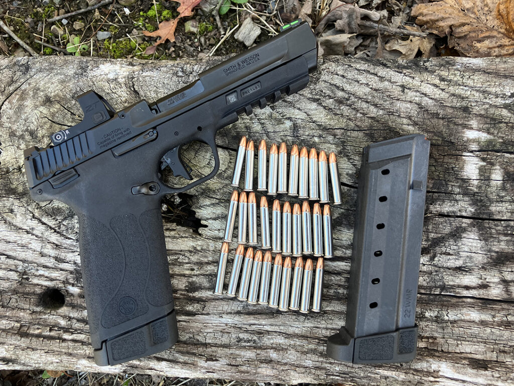 The S&W22 Mag holds 30 rounds. 