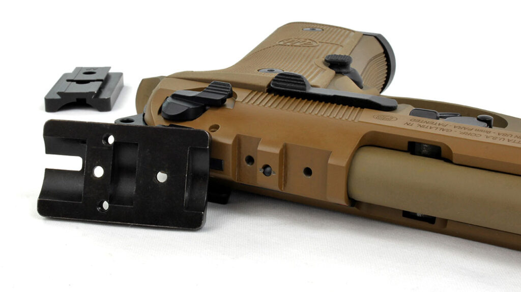 Beretta’s M9A4 can accept nearly any optic though various mounting plates.