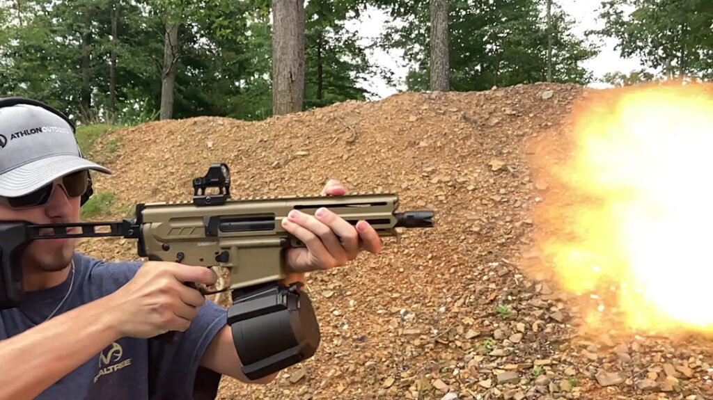 The Linear Compensator threaded onto the 6.5-inch barrel did its job of reducing muzzle climb and directing blast downrange along with producing an occasional fireball.