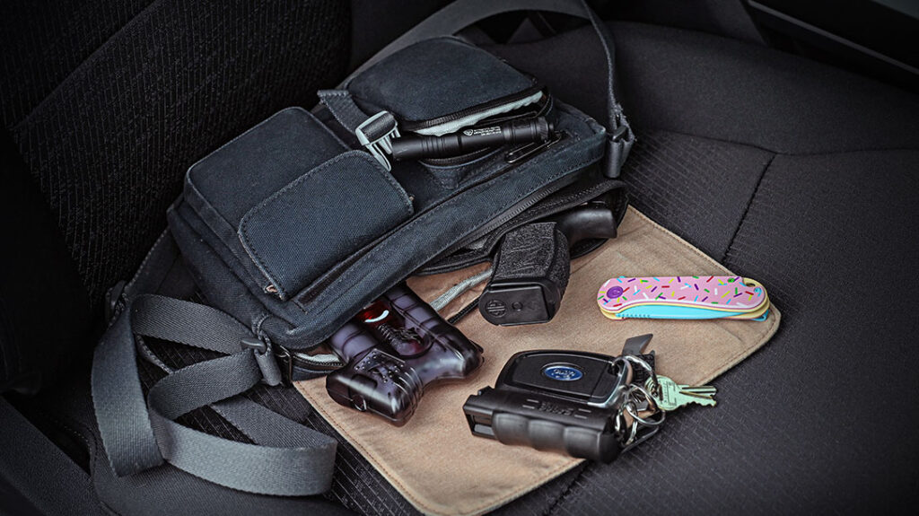 The purse makes a great means for women to carry their self-defense tools.