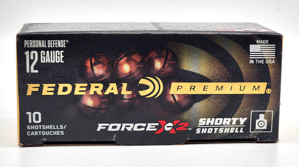 Federal’s Force X2 Shorty Shotshell measures 1.75 inches and features six pellets that are specially designed to split into two pieces upon impact.