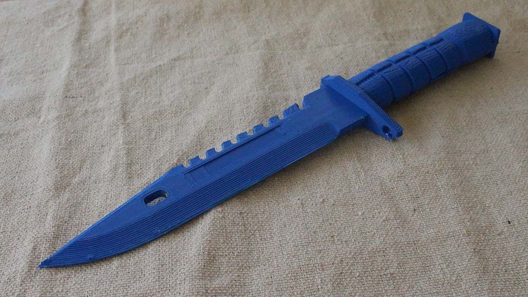 While not functional as a defense weapon, this 3D printed knife is very functional for training purposes.