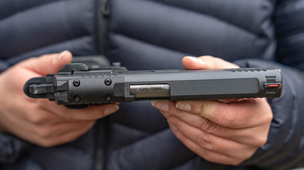 The Cosaint Arms DFTTFX9 has an optic cut slide for mounting the optic of your chioce.