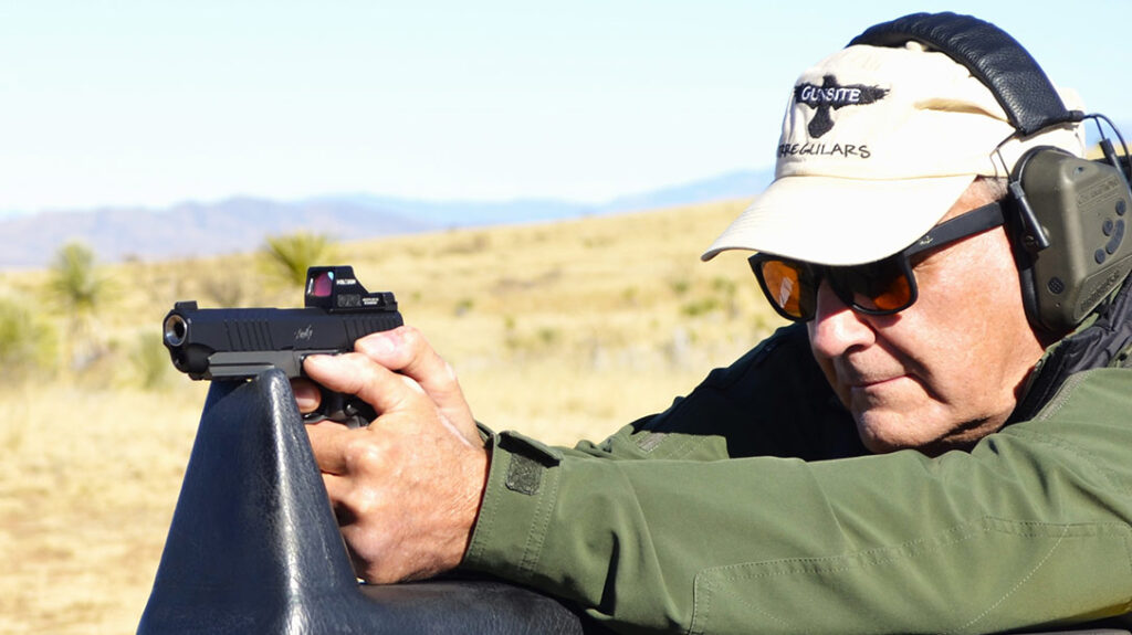 The author tested the Kimber KDS9c Rail for accuracy from the bench.