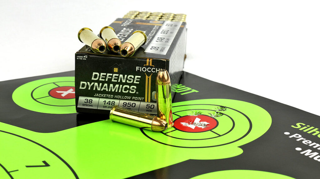 The author chose Fiocchi’s Defense Dynamic jacketed-hollow point for his .38 Special testing.