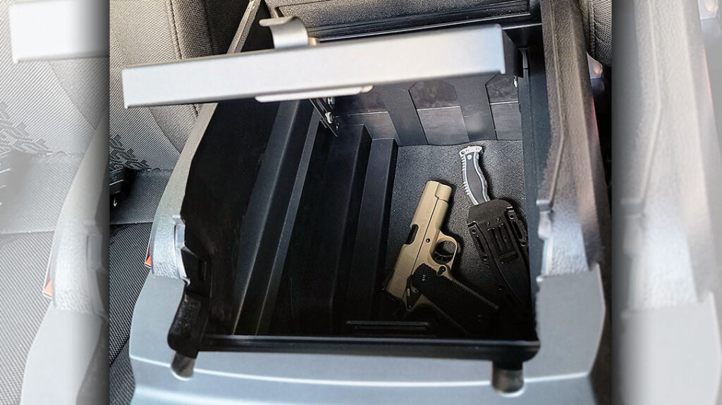 Traveling with your firearm is more secure with options like console solutions.