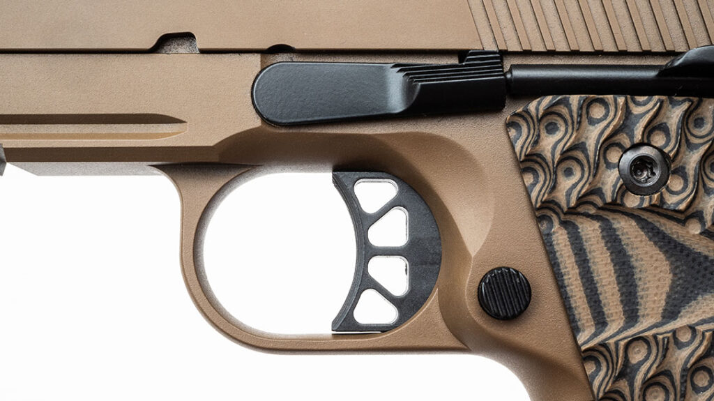 The pistol includes the relatively light and crisp action of the Gen2 Speed Trigger.