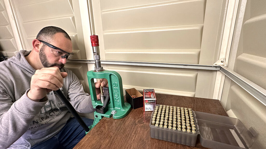 Using an RCBS press to load Hornady ELD-VT bullets. 