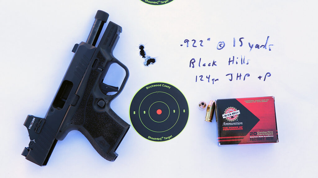 Accuracy results with the R7 Mako Tactical and Black Hills ammo. 