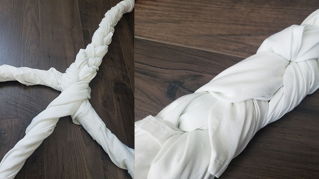 These cords were then reverse wrapped to form a twisted 2-strand rope.