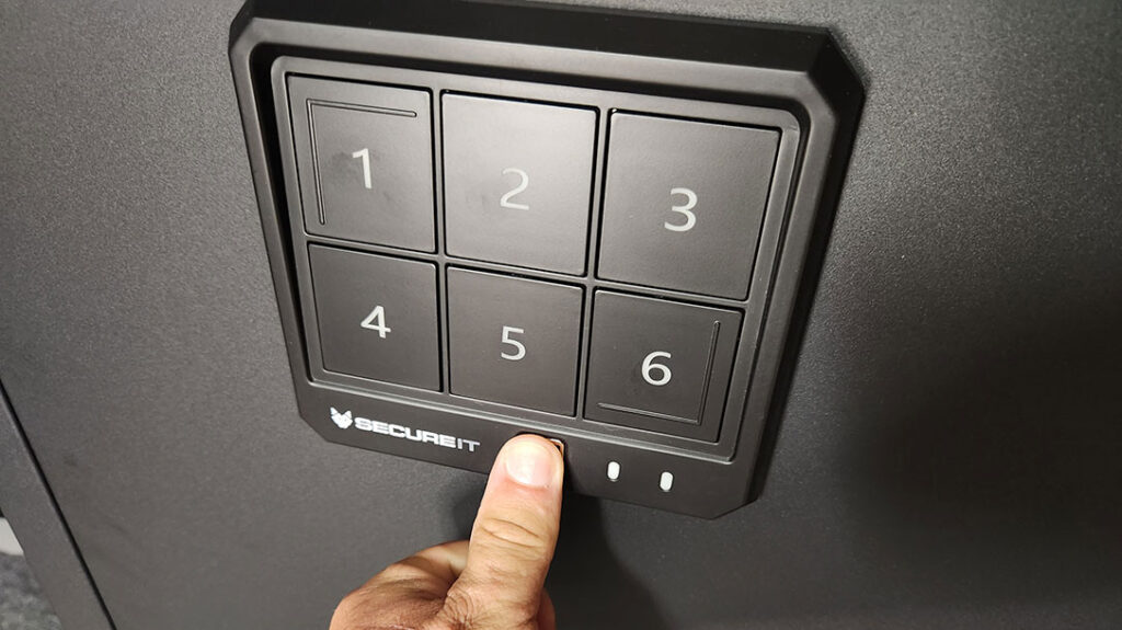 The keypad is designed to give the user options and allows three different user codes, all programmed by the user. Likewise, the biometric pad can hold up to 30 different fingerprints.