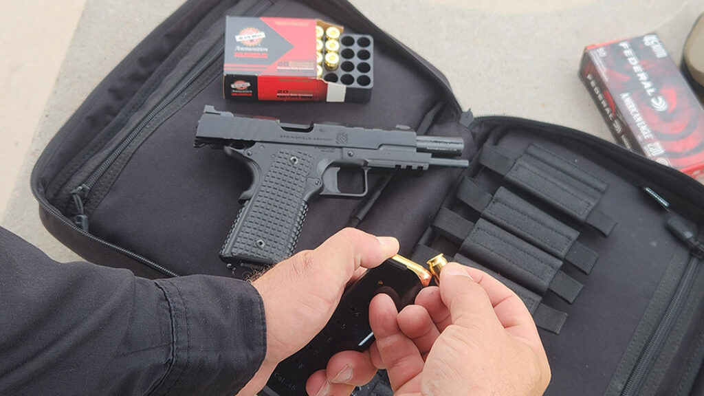 The 9mm model has a capacity of 9+1, while the .45 ACP model has a 8+1 capacity.