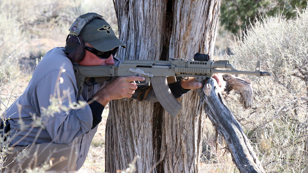 Using a field position to fire during a Gunsite course. 