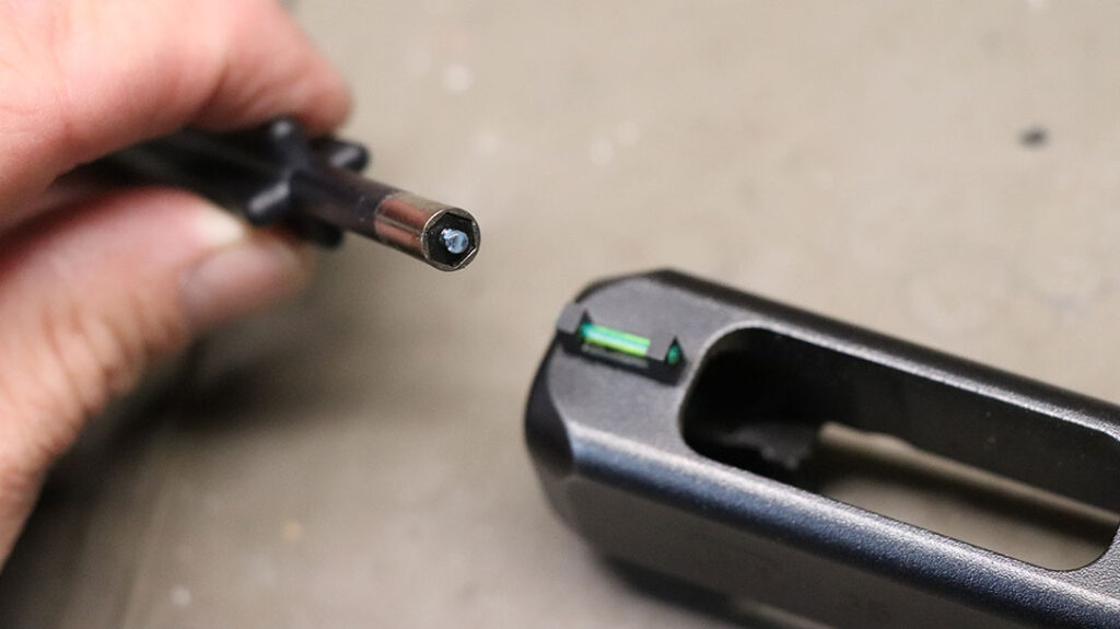 The author finds that the magnetic front sight tool makes life much easier.