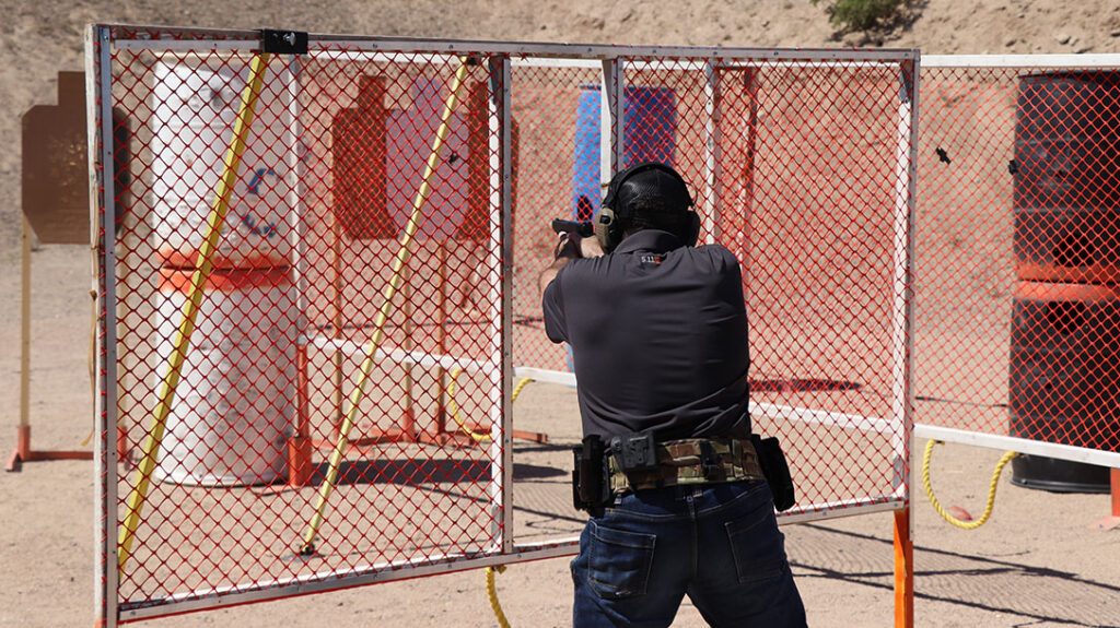 The author competing in a USPSA match.