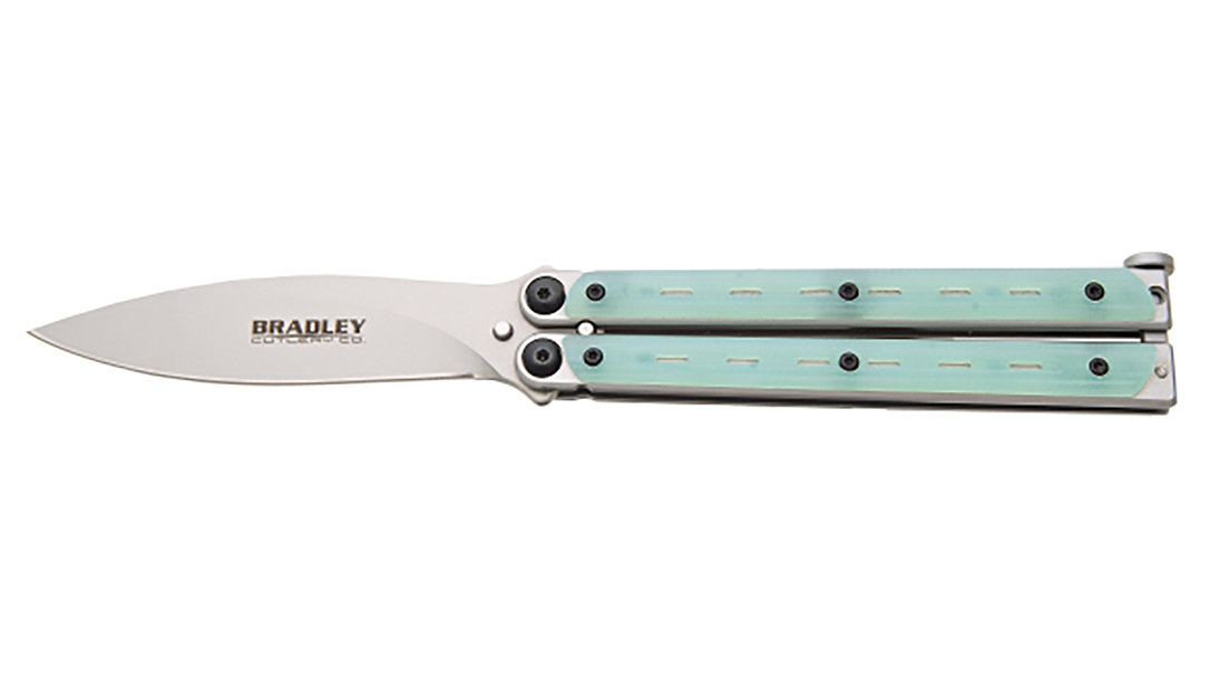The Bear OPS Kimura butterfly knife features G10 grips.
