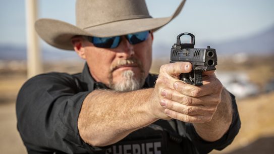 Sheriff Mark Lamb sends rounds downrange with a new Walther pistol.