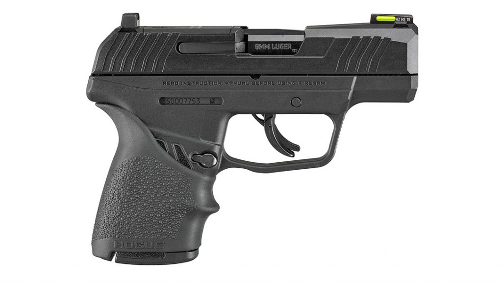 The magazine release on the Ruger Max-9 Hogue is reversible for right- or left-hand use.