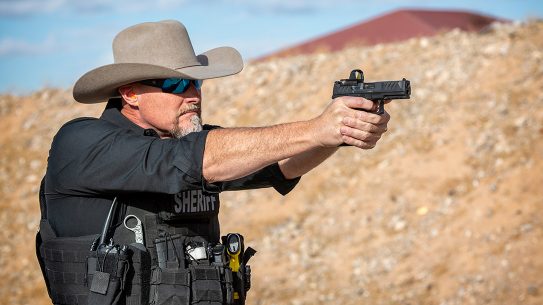 Sheriff Mark Lamb shoots a Walther Performance Duty Pistol.