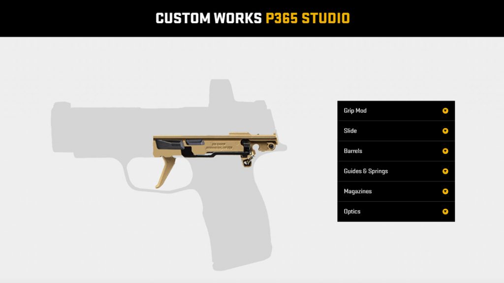 The Custom Works Studio starts with a silhouette of the P365 with the FCU in place.