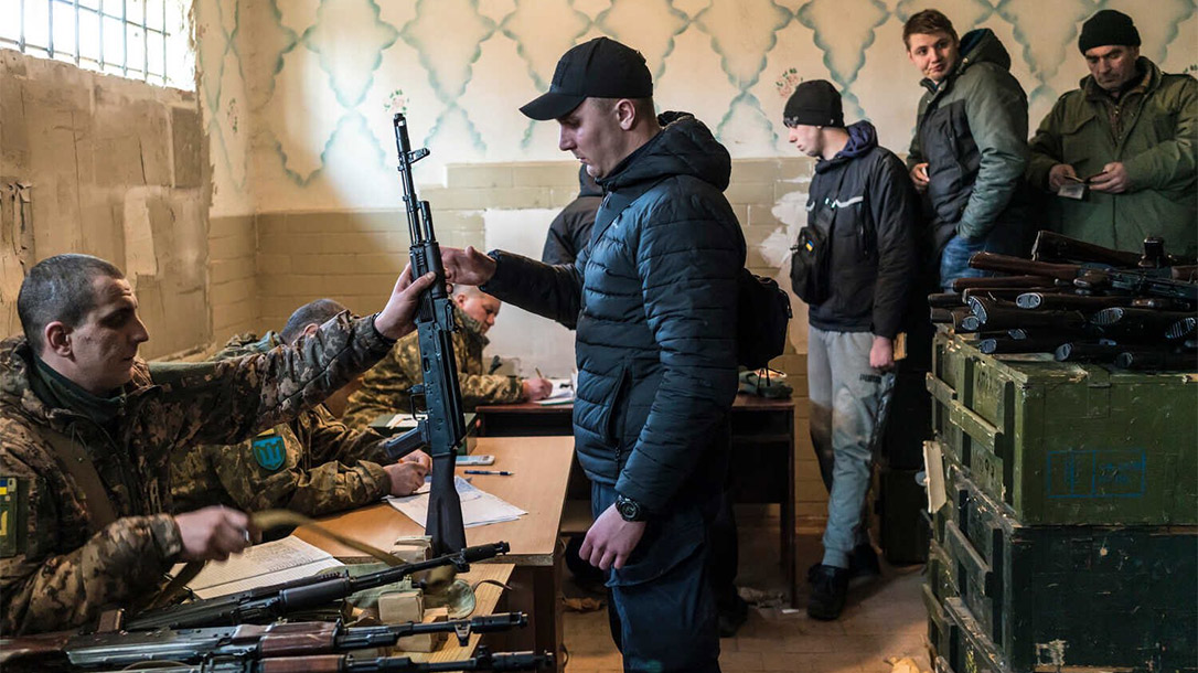 Ukraine Government Distributed 10,000 Rifles to Civilians in Preparation to Defend Country.