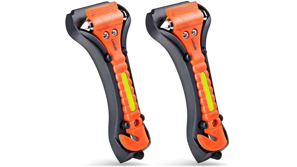 Emergency Rescue Tools for Car: Luxtude Car Window Breaker and Seatbelt Cutter.