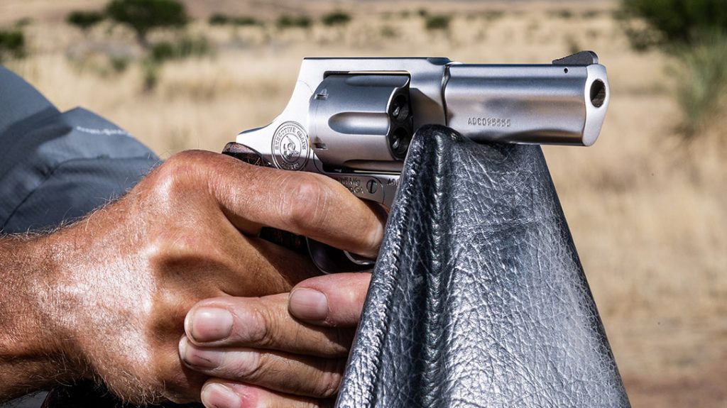 The 856's monolithic barrel and ejector rod shroud made it easy to bench rest for accuracy.