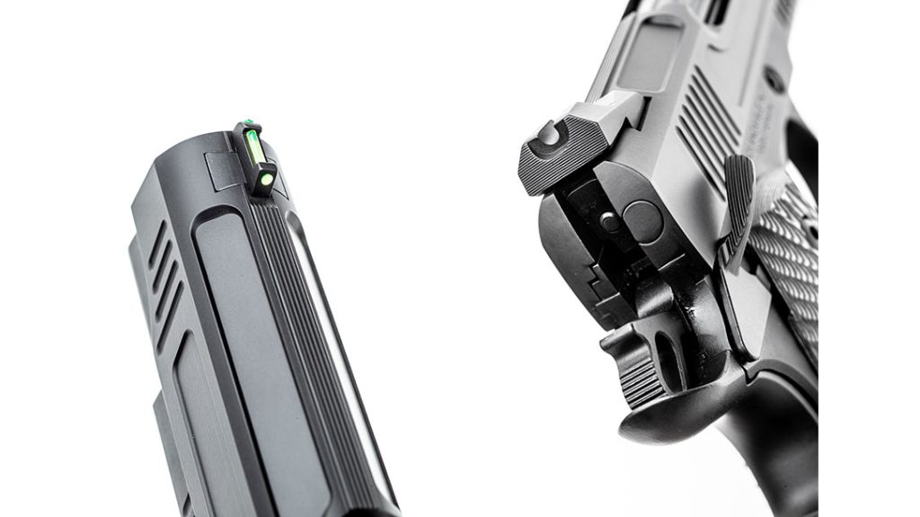The new pistol features rugged fixed sights that are ideal for both carry and competition.