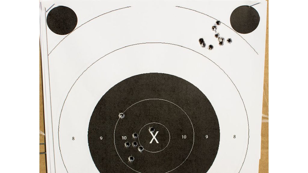 Even without a rest, the gun produced groups under 2 inches at 15 yards.
