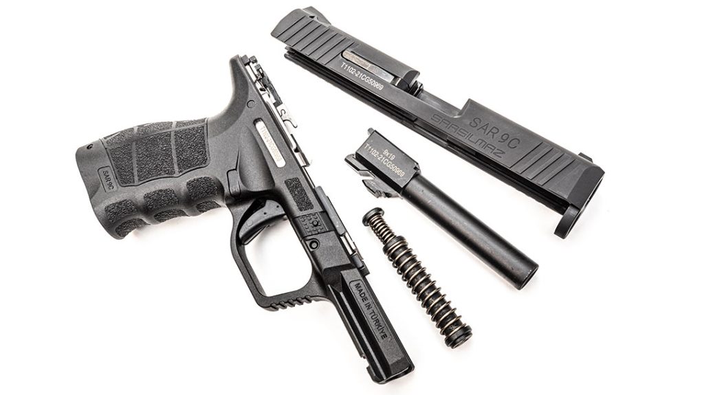 A steel, dual-spring recoil assembly and steel internal chassis are part of what makes the SAR9 and SAR9 C platform such a durable fighting pistol.