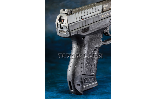 Walther ships the P99 with three interchangeable backstraps—sizes small, medium and large—that allow operators to find the most comfortable fit.