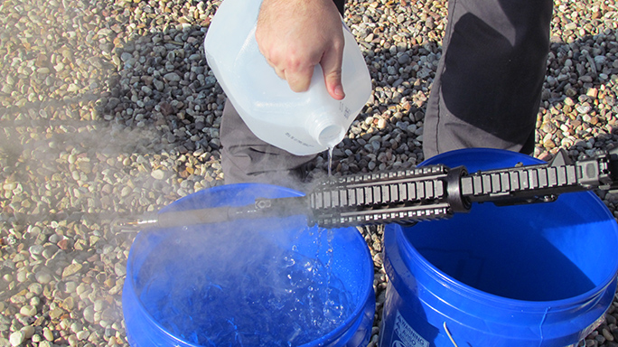 Gun cleaning water cooling
