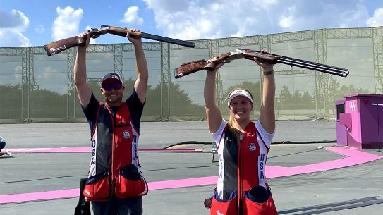 Brian Burrows and Maddy Bernau take bronze in mixed team trap shooting event