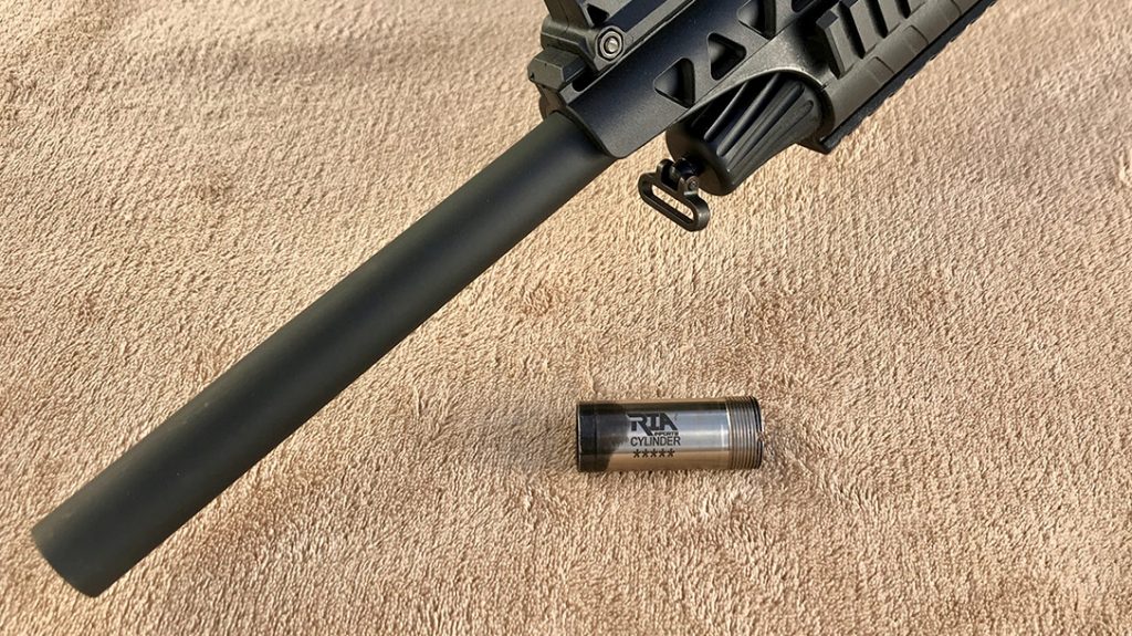 The author replaced the included modified choke, with the cylinder bore choke in his Rock Island Armory VR60.